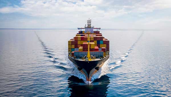 A container ship at sea, an important part of logistics and distribution