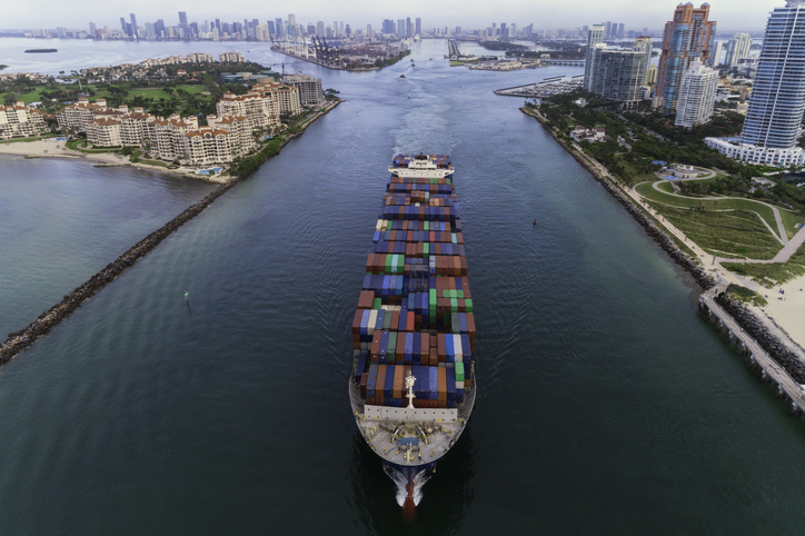 A container ship at sea, an important part of logistics and distribution