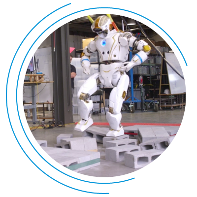 AI-powered robot walking from one cinderblock to another AI-powered robot walking from one cinderblock to another