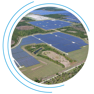 An aerial view of an FPL solar energy center generating renewable energy in Florida An aerial view of an FPL solar energy center generating renewable energy in Florida