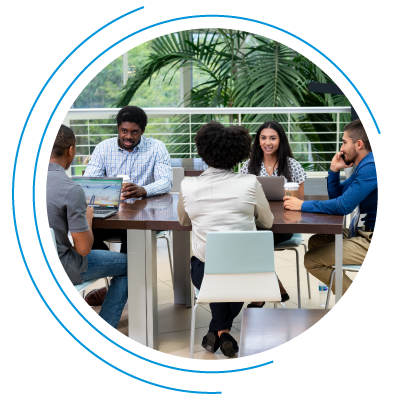 florida diverse workforce sitting at table