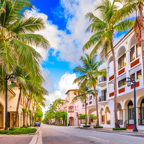 road with apartments and store fronts